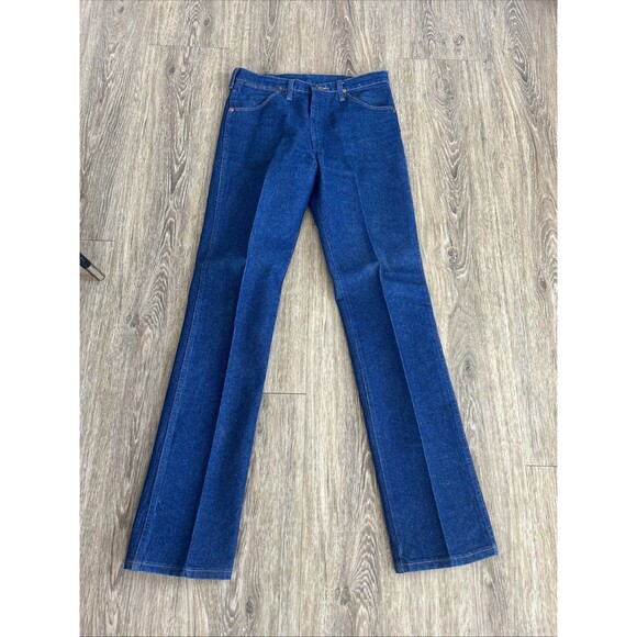 Vtg Deadstock Wrangler 936DEN Scovill Starched Cowboy Cut 1970s 33x35 Raw Denim - Picture 1 of 7